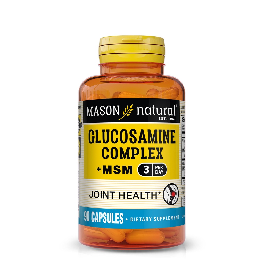 Mason Natural Glucosamine Complex Plus MSM med C-vitamin - understøtter fælles sundhed, forbedret fleksibilitet og mobilitet, 90 kapsler