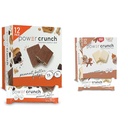 Power Crunch Protein Wafer Bars, High Protein Snacks, Peanut Butter Fudge, 1.4 Ounce (12 Count) and Cinnamon Roll, 1.4 Ounce (12 Count)