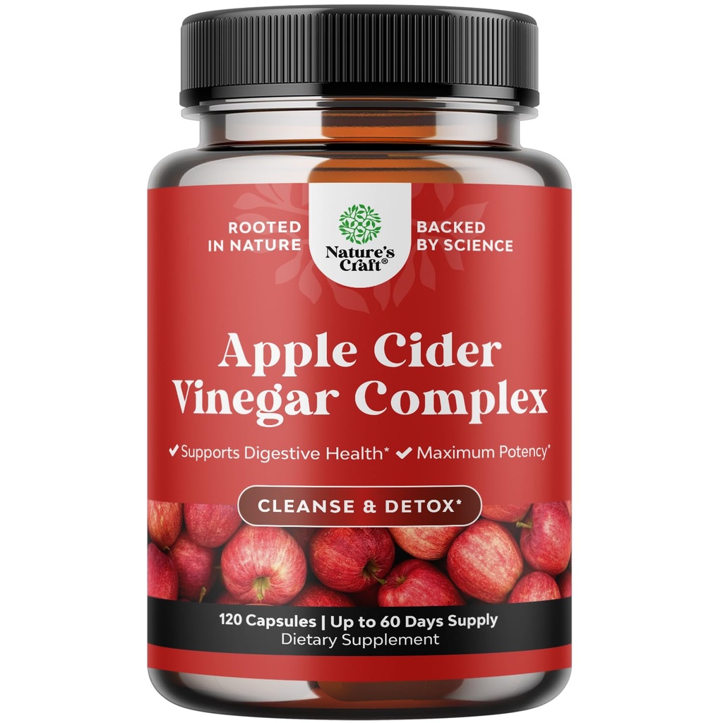 Rensning Apple Cider Vincipe kapsler - ACV rense og Detox piller til Gut og fordøjelsessygdomme med Slimming Cayenne - Ekstra styrke ACV kapsler til Gut rense og fuld krop Detox (60 Servere)
