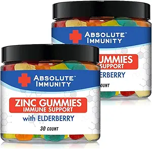 Absolut immunitet - ZINC og Elderberry Gummies - Immunsystemet Sundhed - Voksne og Børn 30ct. 2 Pack