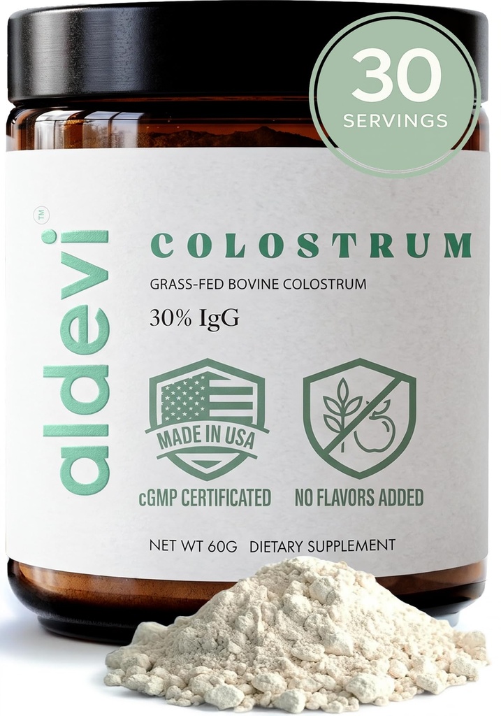 Bovine Colostrum Powder, Grass-Fed & Pasture-Raised, Made in USA, cGMP, High IgG, Unflavored, Mixes Easily, Gut & Immune Support, 30 Servings