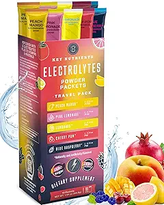 KEY NUTRIENSER Multivitamin Electrolytes Powder No Sugar - Collagen Peptider Endurance & Energy Supplement - Hydration Powder - Ingen kalorier - Multi Collagen Kosttilskud Collagen til hår - Made in USA