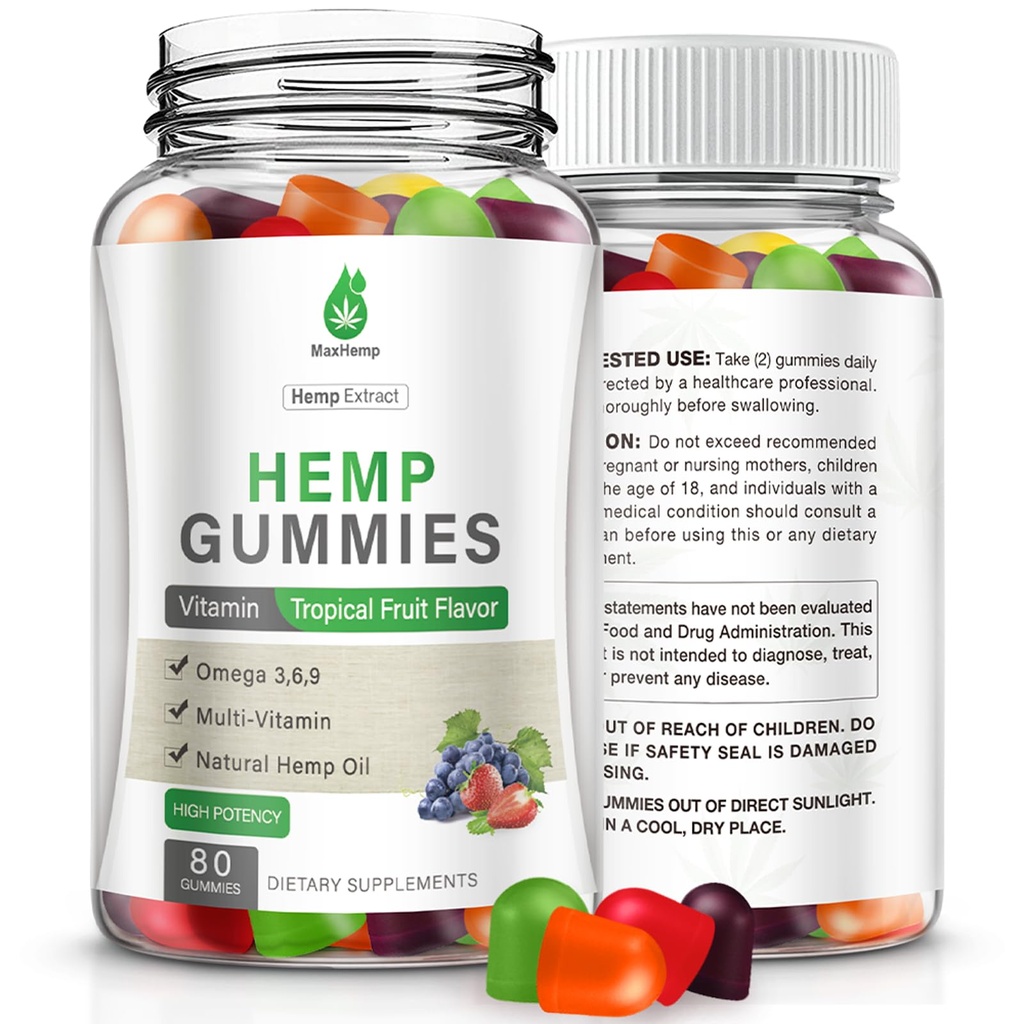 Hemp Gummies for Sleep, Pain, Anxiety, Peace & Relaxation - High Potency Natural Hеmp Oil Infused Gummies - Natural Fruity Bear Hemp Gummy for Adults Vegan - 80Counts