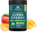 Ancient Nutrition SuperGreens pulver med Probiotika, Organic Mango Flavor Green, Lavet af ægte frugter, grøntsager og urter, fordøjelses- og energistøtte, 25 Servere, 6.8oz