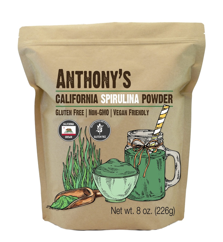 Anthony 's California Spirulina Powder, 8 oz, Produkt fra USA, Gluten Free, Non GMO