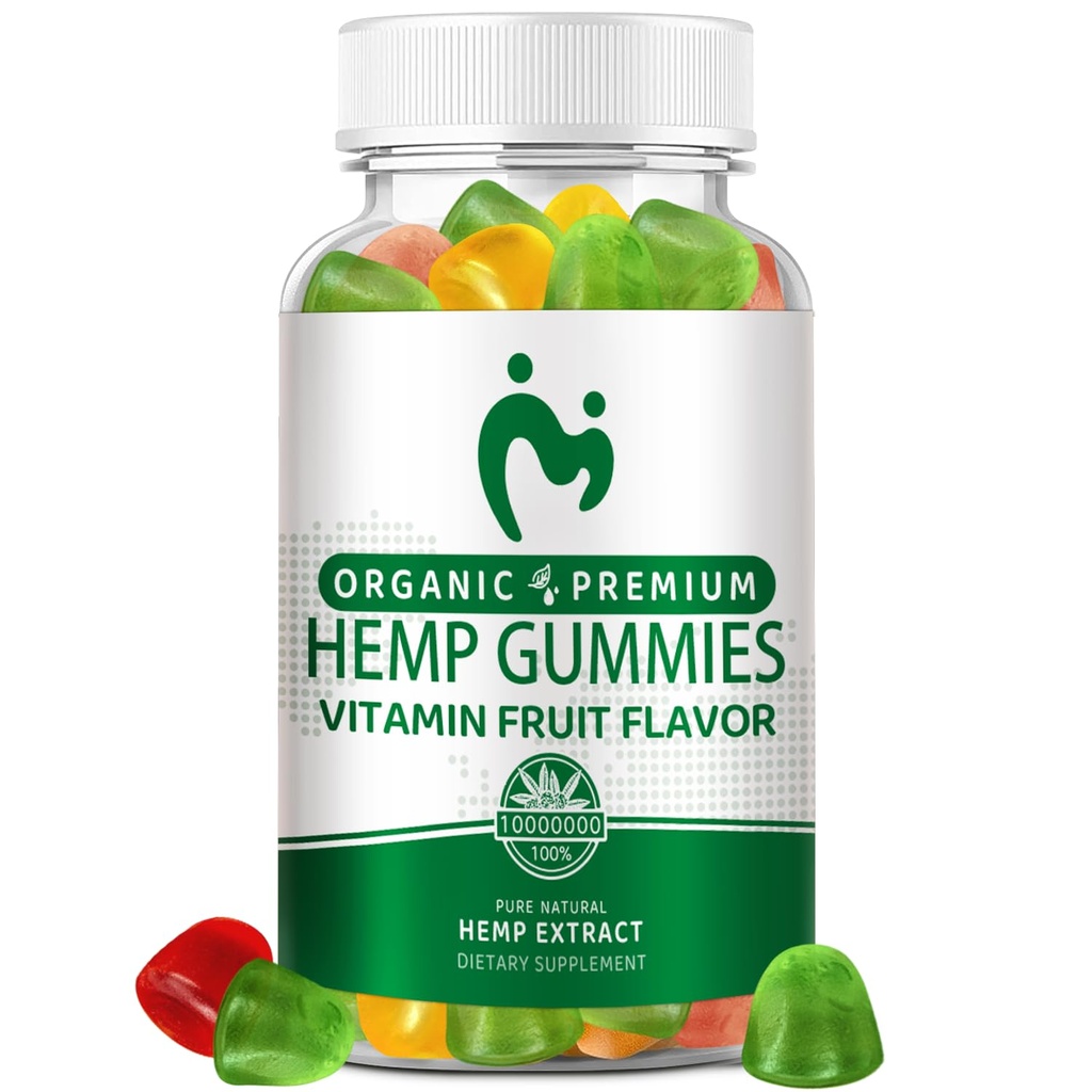 Hemp Gummies for Pain, Sleep, Anxiety - High Potency Pure Organic Hеmp Oil Extract Supplement - 100% Natural Advanced Extra Strength Hemp Gummy - Vegan Non-GMO