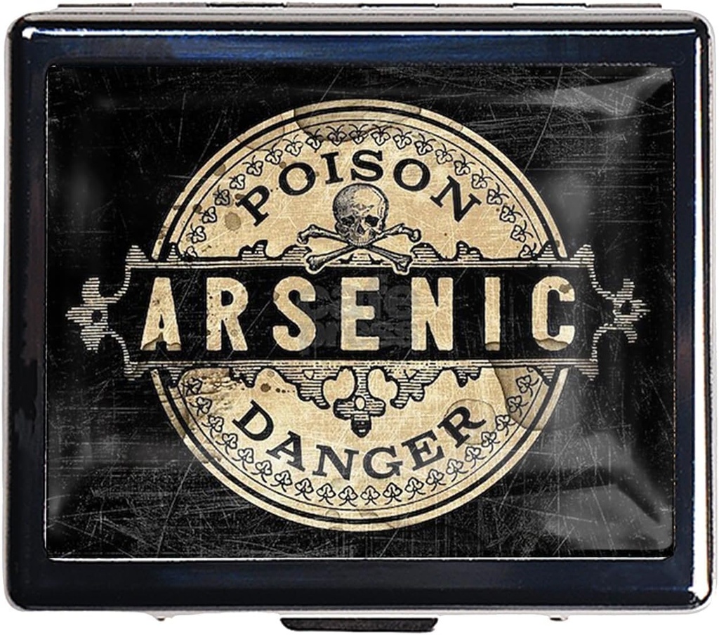 7 dage forkromet skinnende sølv pill Organizer med spejl inde har 8 separate kompartmenter rektangel 7 dage pill boks pill sag (Arsenic Vintage Style Poison Label)