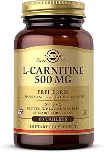Solgar L- Carnitin 500 mg - 60 tabletter - Non- GMO, Vegan, Gluten Free, Dairy Free, Kosher - 30 Servere