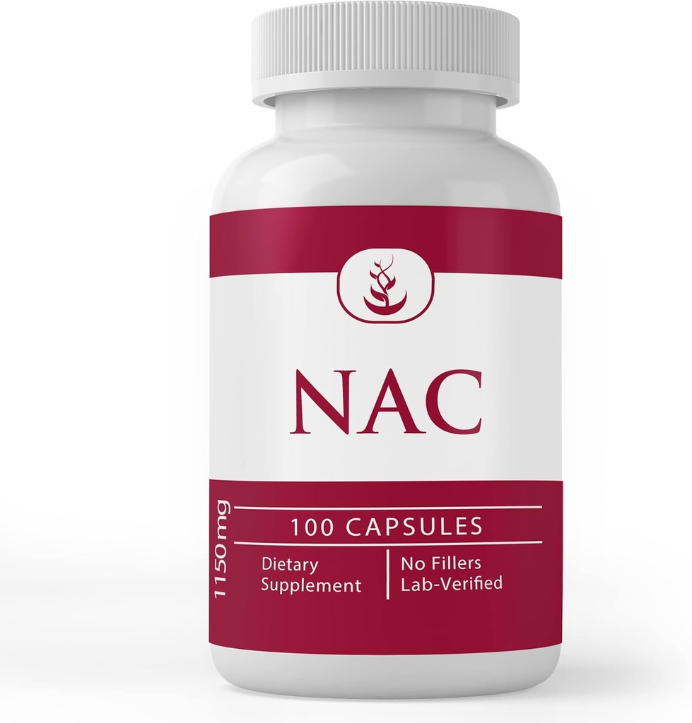 PURE ORIGINAL INGREDIENSER N- Acetyl L- Cysteine NAC, (100 kapsler) Altid ren, ingen tilsætningsstoffer eller fyldstoffer, Lab Verified