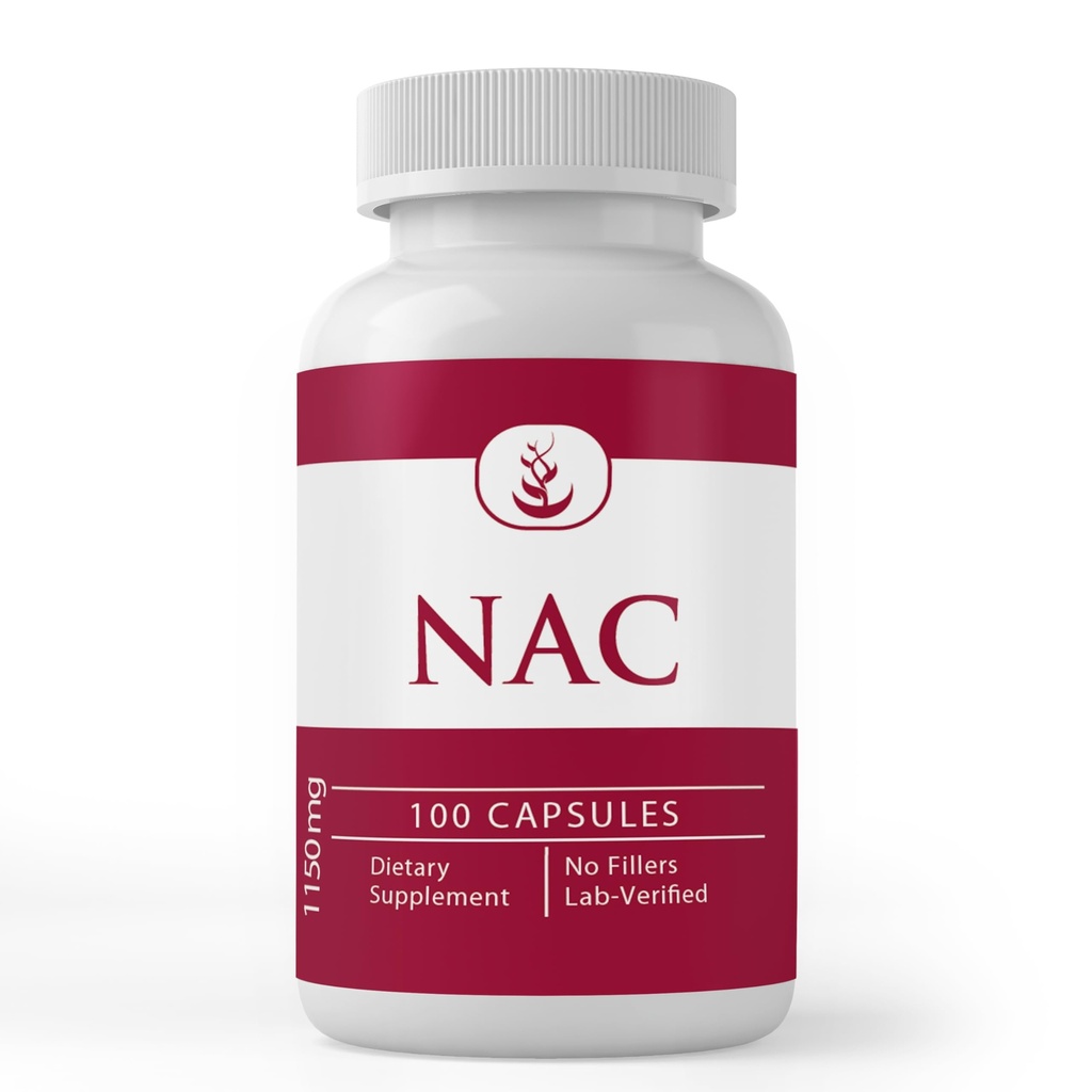 PURE ORIGINAL INGREDIENSER N- Acetyl L- Cysteine NAC, (100 kapsler) Altid ren, ingen tilsætningsstoffer eller fyldstoffer, Lab Verified