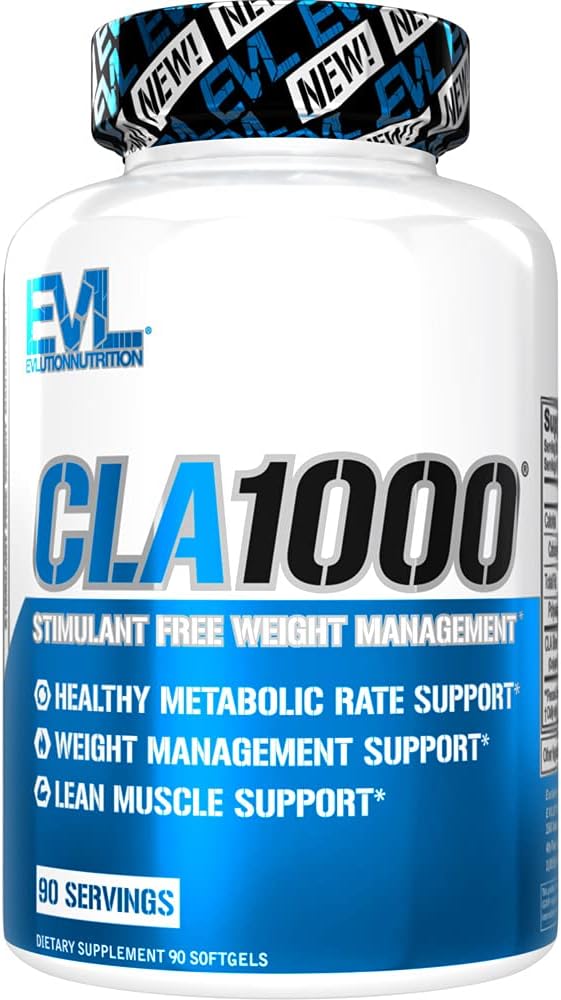 Evlution Conjugated Linoleic Acid CLA Pills - CLA 1000mg Diet Pills to Support Weight Loss Fat Burning Lean Muscle and Faster Metabolism - Stimulant-Free Safflower Based Fat Loss Support - 90