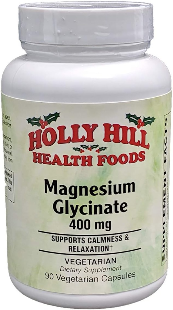 Holly Hill Health Foods Magnesium Glycinate 400mg, 90 Vegetariske Kapsler