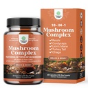 Advanced Mushroom Complex Capsules - 10X Lions Mane Supplement kapsler med Reishi, Chaga, Maitake & Shiitake for Brain Health Memory Support & Focus - Nootrop for Mental Klarhed - 60 Caps