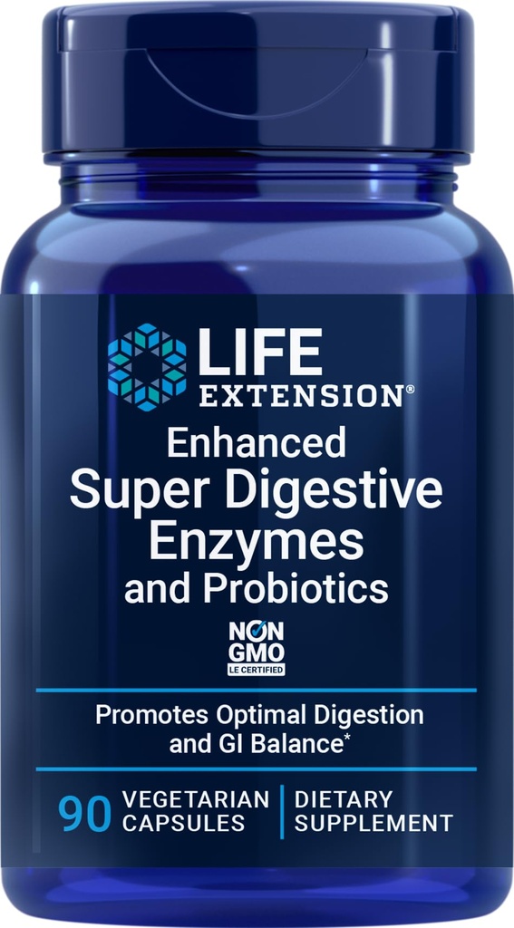 Life Extension Enhanced Super Digestive Enzymes and Probiotics, 90 Vegetarian Capsules