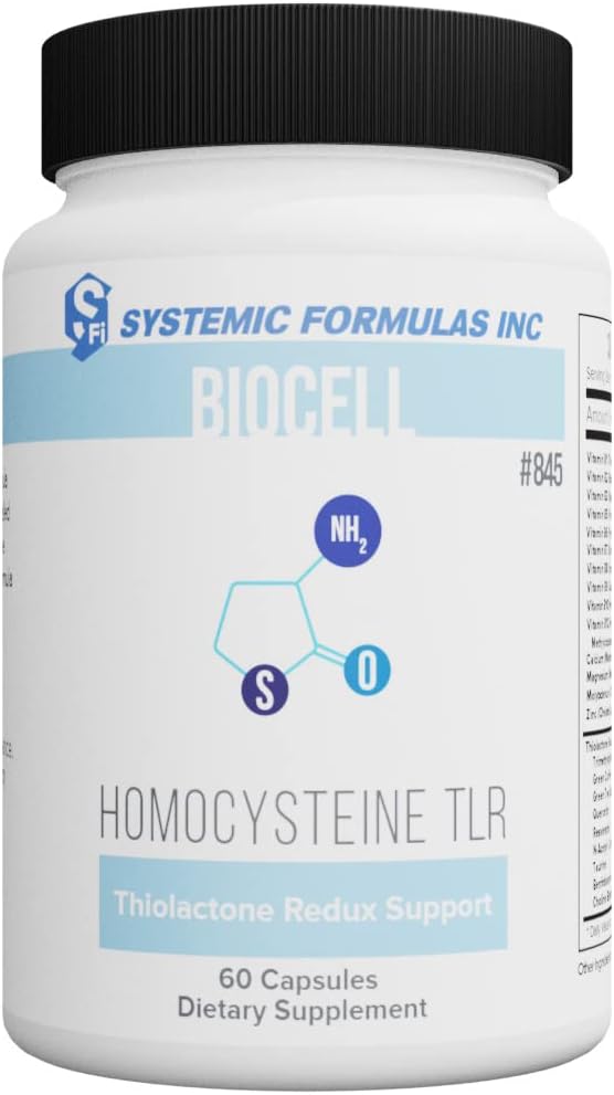 Systemiske formler HomoCysteine TLR Thiolactone Redux Support 60 Kapsler, Biocell # 845. Indeholder antioxidanter, der beskytter hjertet, det kardiovaskulære system og hjernen fra forhøjet homocystein