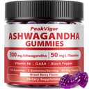 3000mg Organic Ashwagandha Gummies, 5-IN-1 Ashwagandha Supplements, Anxiety Gummies with Vitamin B6 & L-Theanine & GABA & Black Pepper, Ashwagandha for Women & Men - Calming & Relax, 120 Gummies
