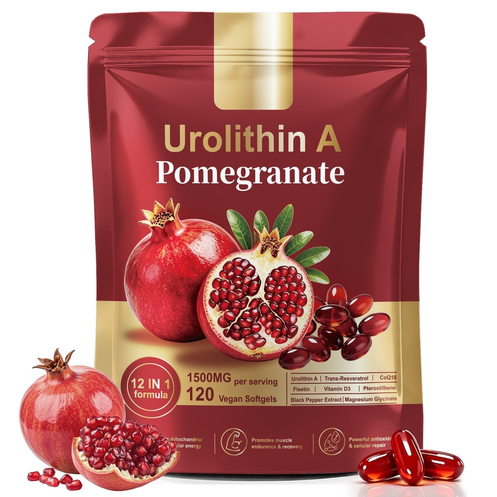 Urolithin A Supplement with Trans-Resveratrol & Ubiquinol –12-in-1 Formula for Cellular Energy &Mitochondrial Support – 120 Softgels