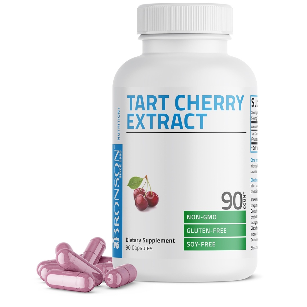 Bronson Tart Cherry Extract 2500 mg Premium non- GMO formel pakket med antioxidanter og flavonoider, 90 Vegetariske kapsler