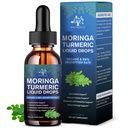 (2 Pack) Organic Moringa Leaf Extract Liquid Drops Supplement 1000mg with Turmeric and Black Pepper for Energy, Antioxidant and Skin, Green Superfood Supplement for Women Men, Vegan, 1 Fl Oz