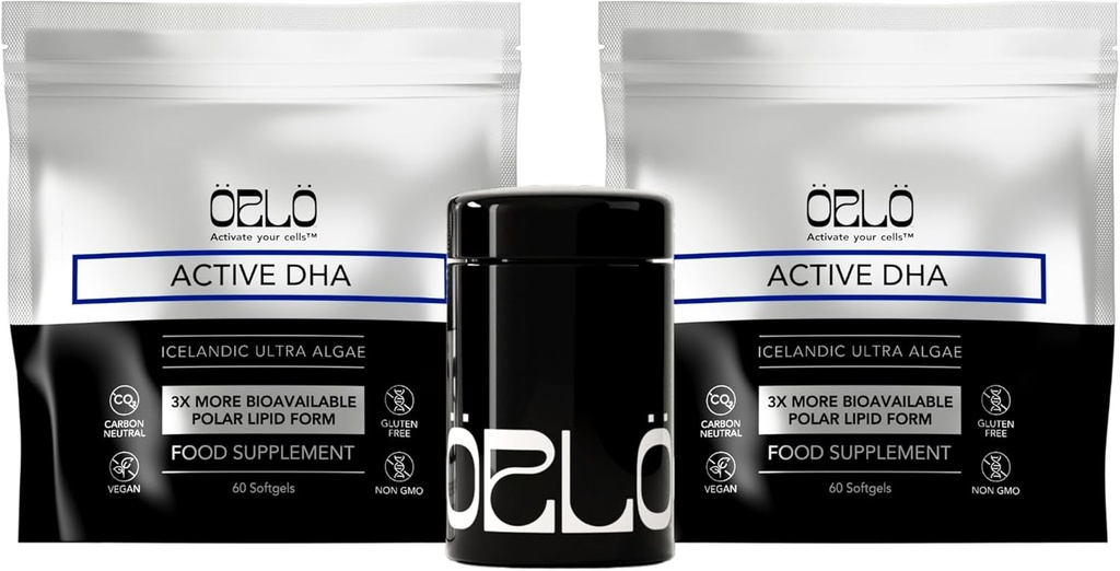 Orlo DHA - Vegan DHA Supplement (EPA & DHA) - Omega 3 Fish Oil & Krill Alternative - Plantbaseret Omega-3 Algae Oil - Brain & Heart Support (120 Mini Burpless Softgels KIT)