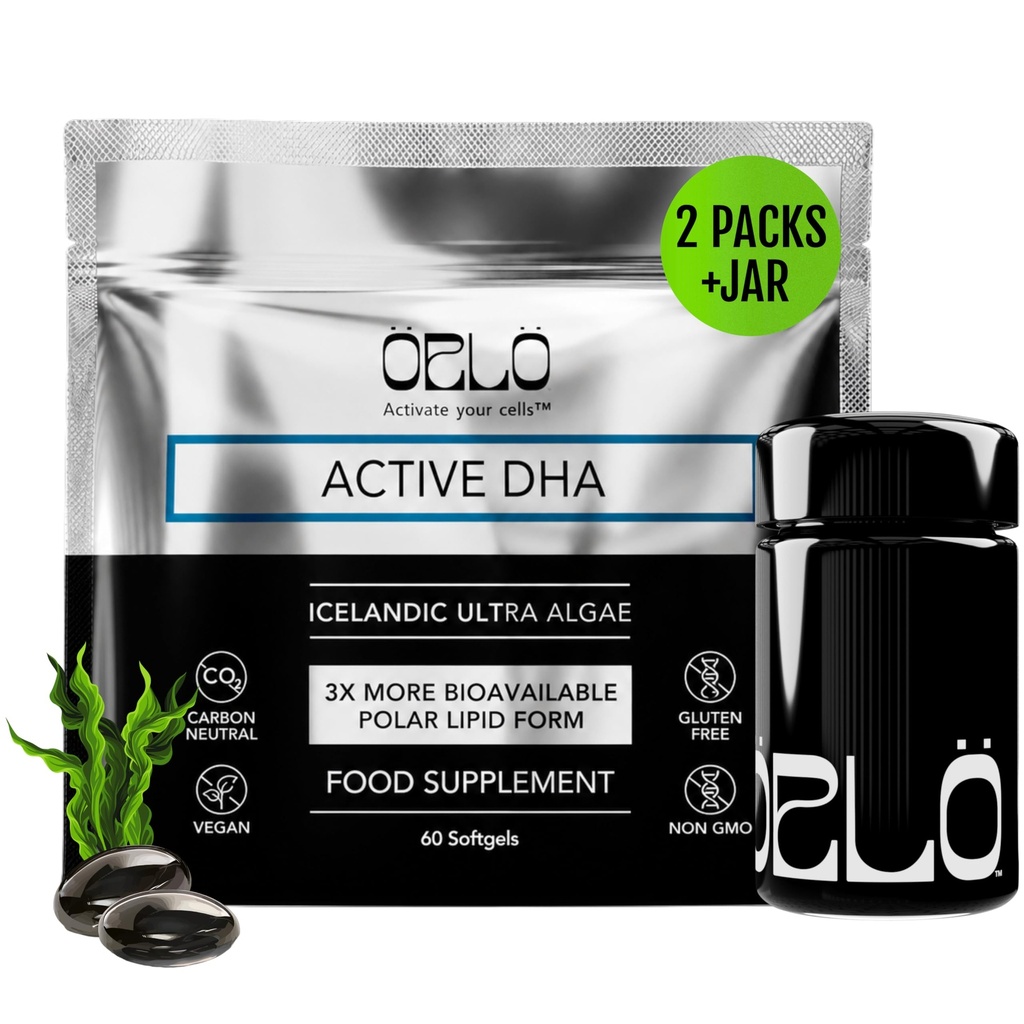 Orlo DHA - Vegan DHA Supplement (EPA & DHA) - Omega 3 Fish Oil & Krill Alternative - Plantbaseret Omega-3 Algae Oil - Brain & Heart Support (120 Mini Burpless Softgels KIT)