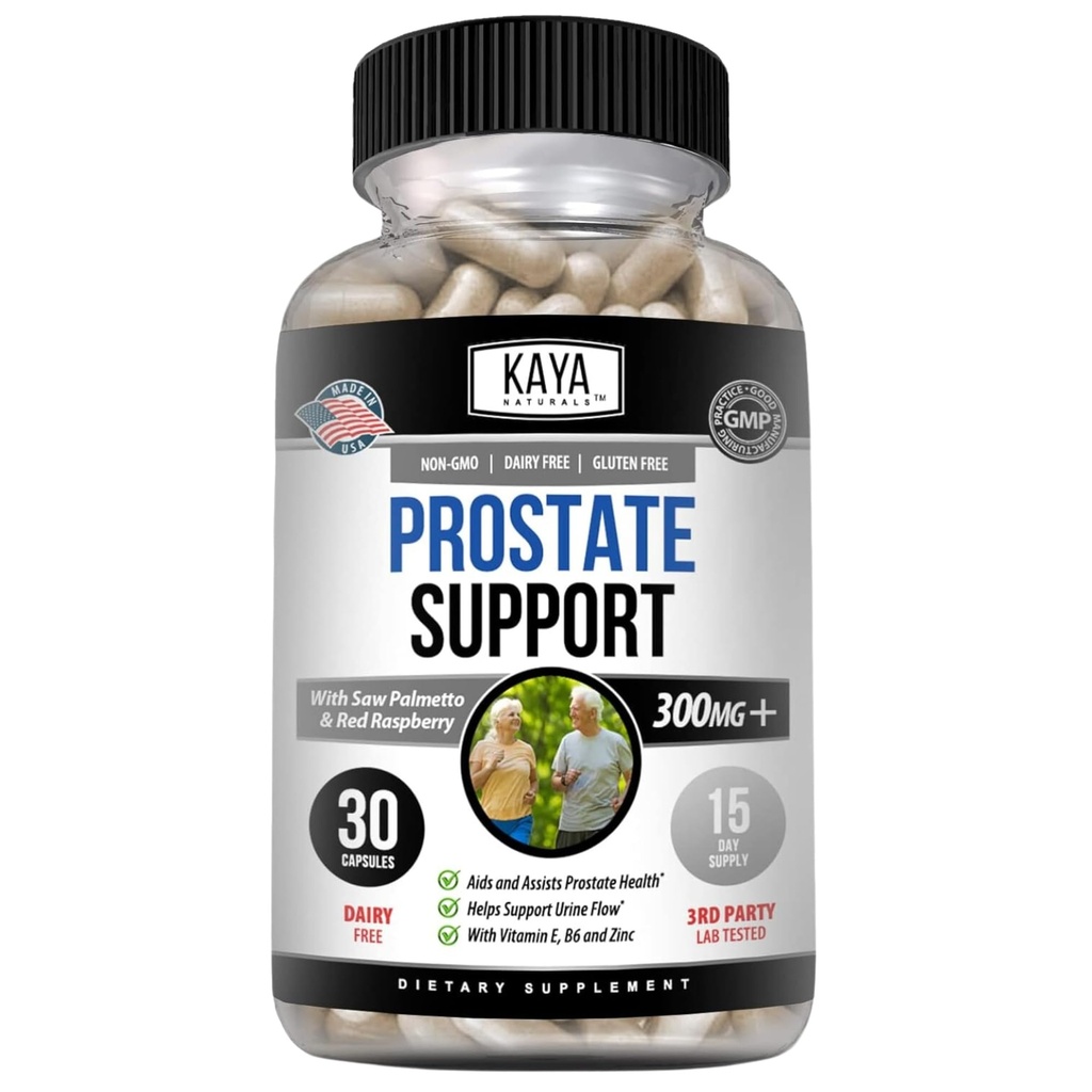 Kaya Naturals Prostate Support | Saw Palmetto, Potent DHT Blocker for Hair Growth, Promote Sleep, Reduce Frequent Urination, Bladder Emptying & Stamina Supplement – 30 Count