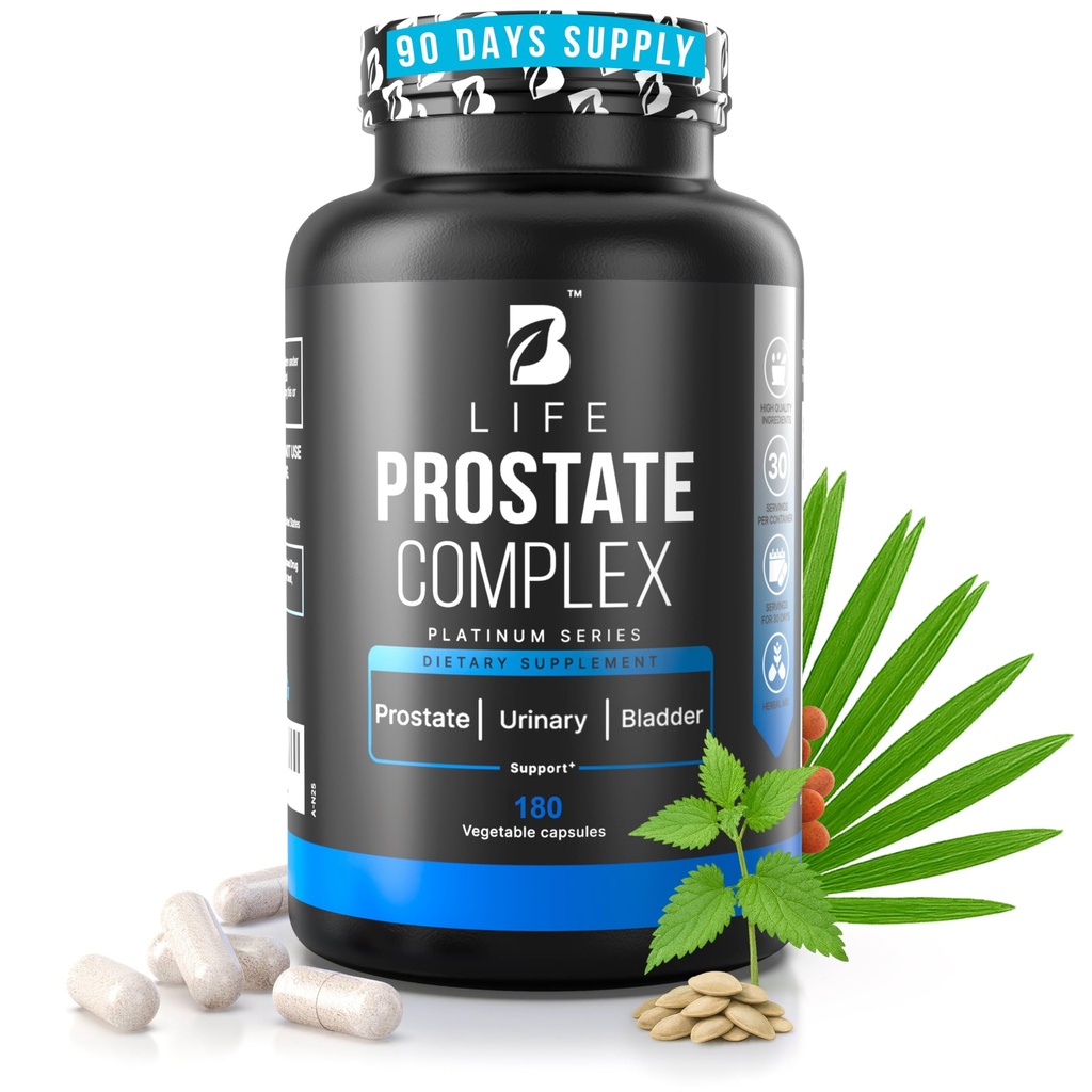 Prostate Supplement for Men 180 Caps with Saw Palmetto, Pumpkin Seeds Extract, Stinging Nettle. B Life Prostate Complex (Prostate Platinum)