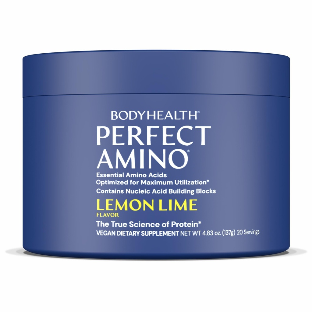 BodyHealth PerfectAmino - BCAA and EAA Powder for Pre and Post Workout - Amino Acid Energy Drink for Men and Women to Support Lean Muscle and Recovery - Lemon Lime - 20 Servings