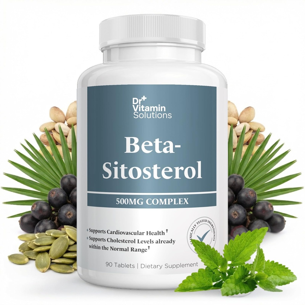 Beta-Sitosterol 500 mg Complex – Plant Sterols & Stanols Supplement with Campesterol, Stigmasterol & Sitostanol – Cardiovascular & Cholesterol Health Support, Clinically Tested, 90 Tablets