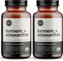 Organic Astaxanthin 12mg Plus Turmeric 1500mg, Black Pepper Extract, High Absorption, Eye, Heart, Skin, Joint, Vegan, Gluten-Free, Non-GMO, Double Antioxidant, Turmeric Curcumin Supplement, 60-Days