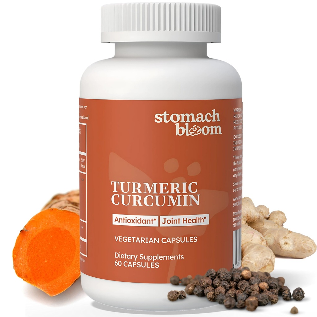 Turmeric Curcumin with Ginger, Boswellia & Black Pepper | 100% Bioavailable, Patented Micronized Turmeric, Enhanced Absorption | Gut + Joint Support Supplement, 60 Count