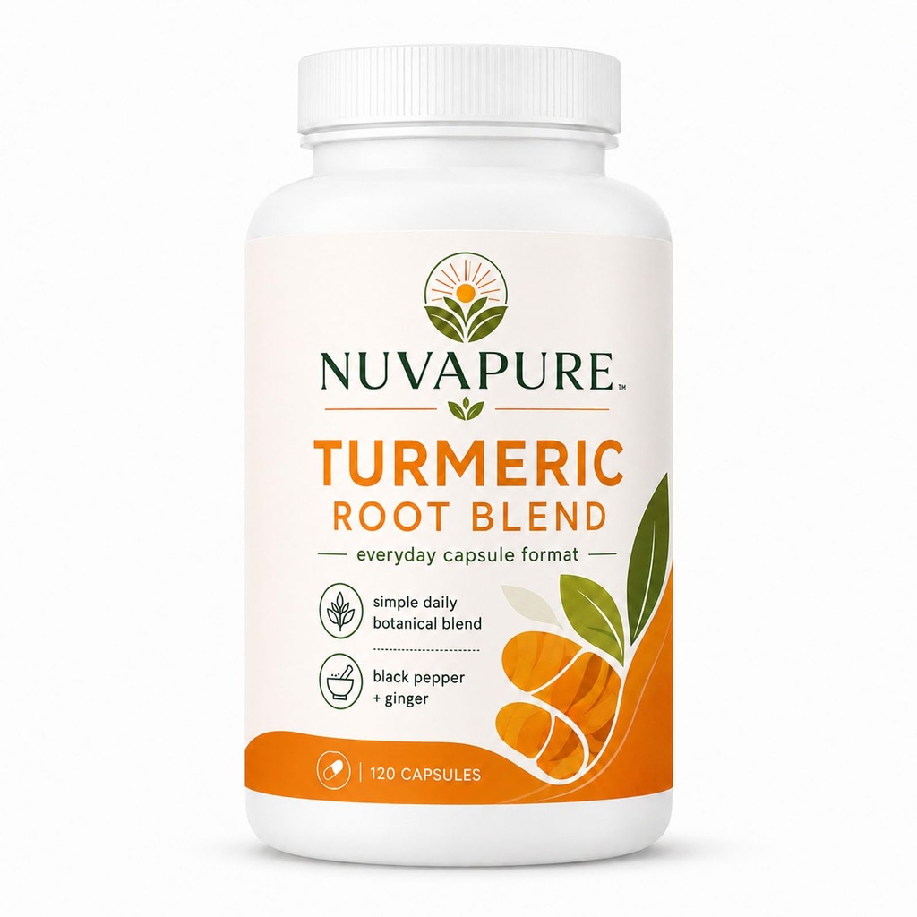 Nuvapure Turmeric, Clean Non-GMO Formula, 120 Count
