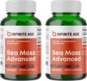 INFINIT AGE 2 Pakke af 1250mg Sea Moss Avancerede Superfood kapsler, 120 Greve - High- Potency, Vegan, Lavet i USA - Irish Seamoss, Bladderwrack, Burdock Root - Samlet sundhed, Immunitet støtte