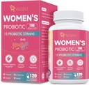 Probiotika til kvinder, 100 milliarder CFU Kvinder Probiotika med Prebiotika, fordøjelsesenzymer, D- Mannose & Cranberry Extract til immunforsvar, Vaginal & Urinary Health, fordøjelsesbalance - 120 kapsler