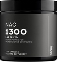 Toniiq 1300mg NAC - 2 måneders forsyning - min. 98% + Testet renhed - Ultra High Strength Bioavailable NAC Cysteine Supplement - 120 Vegetar N Acetyl Cysteine Kapsler -Lab Testet TQ