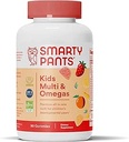 SmartyPants Kids Multivitamin Gummies: Omega 3 Fish Oil (EPA / DHA), Vitamin D3, C, Vitamin B12, B6, A, K & Zink til immunforsvar, Biotin, Gluten Free, Three Fruit Flavors, 90 Greve (22 dages forsyning)
