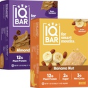 IQBAR Clean Plant Protein Bars - Almond Butter Chip + Banana Nut 12 Count Bundle - Keto, Vegan, High Fiber, Gluten and Dairy Free, Low Sugar Snack - Brain and Body Nutrients for Focus, Energy