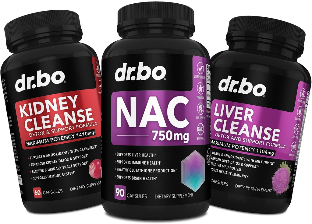 NAC Nyre Lever Rense Detox - 750mg N Acetyl Cysteine Pure Vitamin Capsule - Daily Lever Nyre Detox Support Formel til Gallblære, Bstige Urinstof Kosttilskud & Mælk Thistle