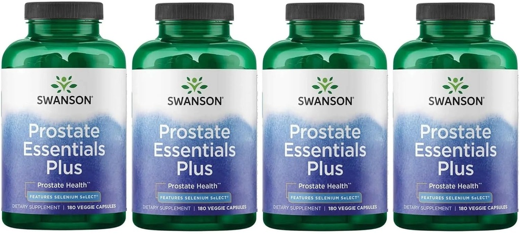 Swanson Prostata Plus - Natural Supplement for mænd fremme sund urinarisk Tract Flow & Frekvens -Støtte Samlet Prostata sundhed - (180 Veggie kapsler) 4 Pack