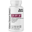 Youth & Tonic Nyre Cleanse & Detox tillæg med Cranberry Extract - Understøtter Urinary Tract Sundhed, Bstige og Nyre Sundhed - Vegan, Non- GMO - 30 Vegetariske piller