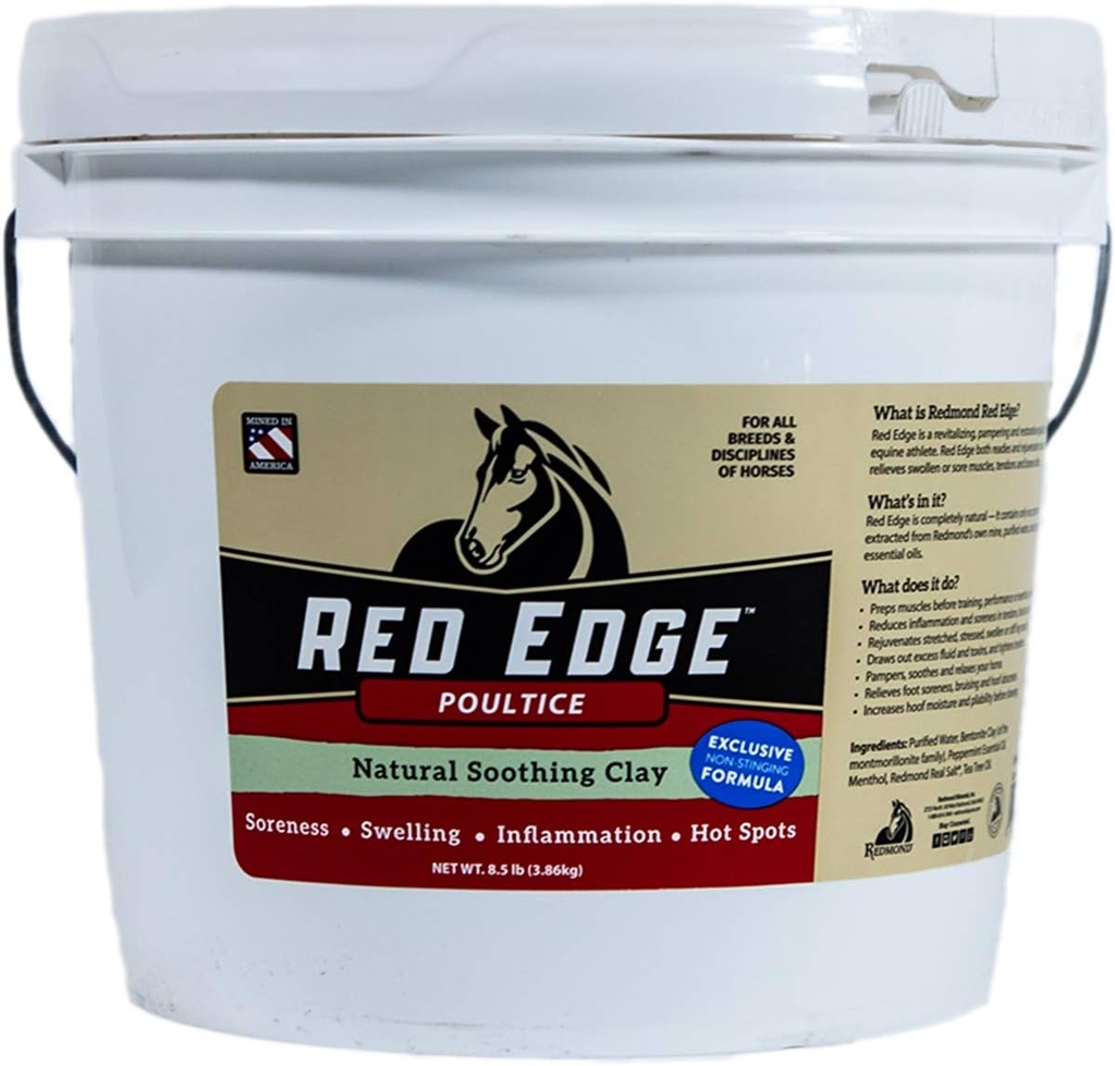 Redmond Red Edge Equine Poultice, Natural Lindrende Clay for All Horse Breeds, 8.5lb Spande