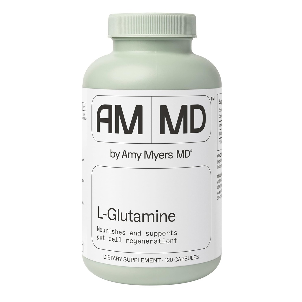 Amy Myers MD L- Glutaminkapsler - Cell Health Supplement - Gut Cleanse & Lindrende Support til Mave Relief - Sund Muskelstøtte - Voksen Health Supplement