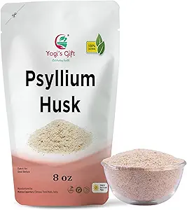 Psyllium Husk Hel 8 oz ttesmå 124; 98% Renhed ttesmå 124; Opløselig Fiber Support 124; Keto Friendly MSD 124; Brug i smoothies, madlavning og bagning MSD 124; Unflavored, Fine Ground, 100% Natural, Non GMO MSD 124; ved Yogi 's Gave ®