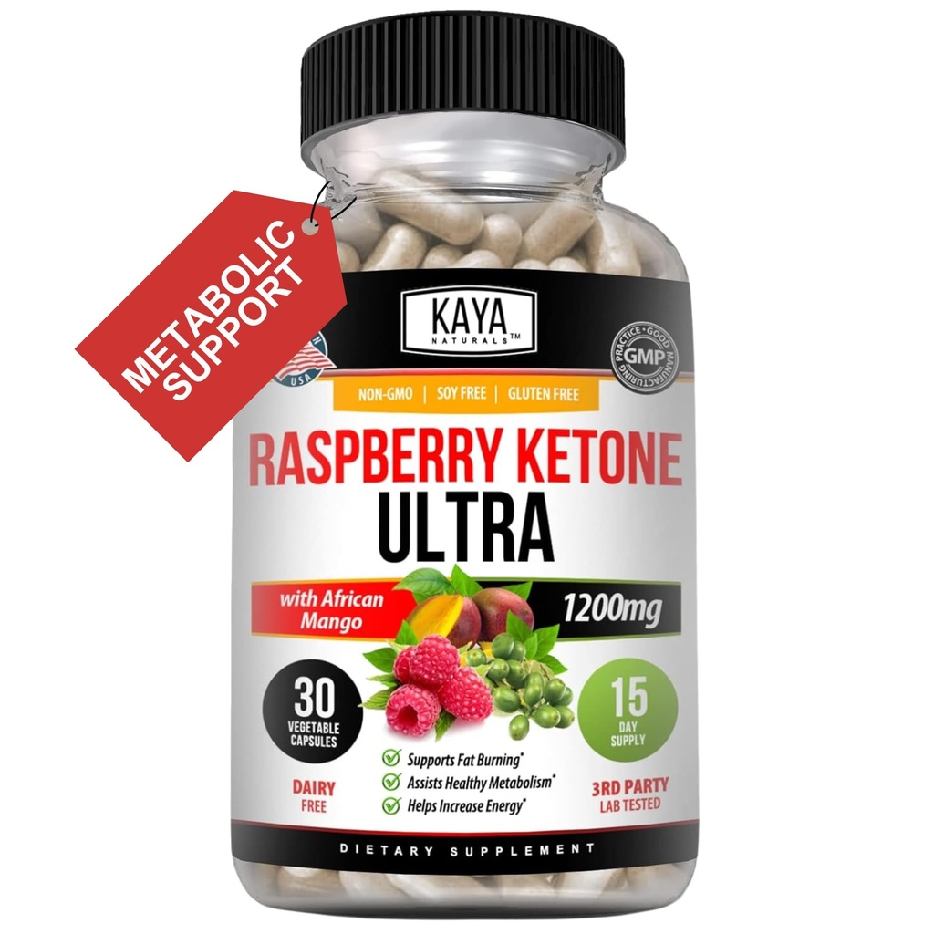 Kaya Naturals Keto Diet Hindbær Ketone - vægttab supplement, Appetite Control, Boost Metabolisme - 30 greve...