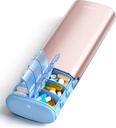 Vayrådyr 7 Dag Ugentlig Pill Organizer 2 gange om dagen, Metal Am Pm Travel Pill Case, Stor kapacitet to gange daglig Cute Pill Box for kosttilskud, piller, vitaminer og medicin (Rose Gold)