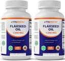 Vitamatic 2 Pack Flaxsee Oil 1200mg 120 fra Cold Pressed Flax Seed - 675 mg ALA Omega 3 Fedtsyrer til forbedring af hjertets sundhed
