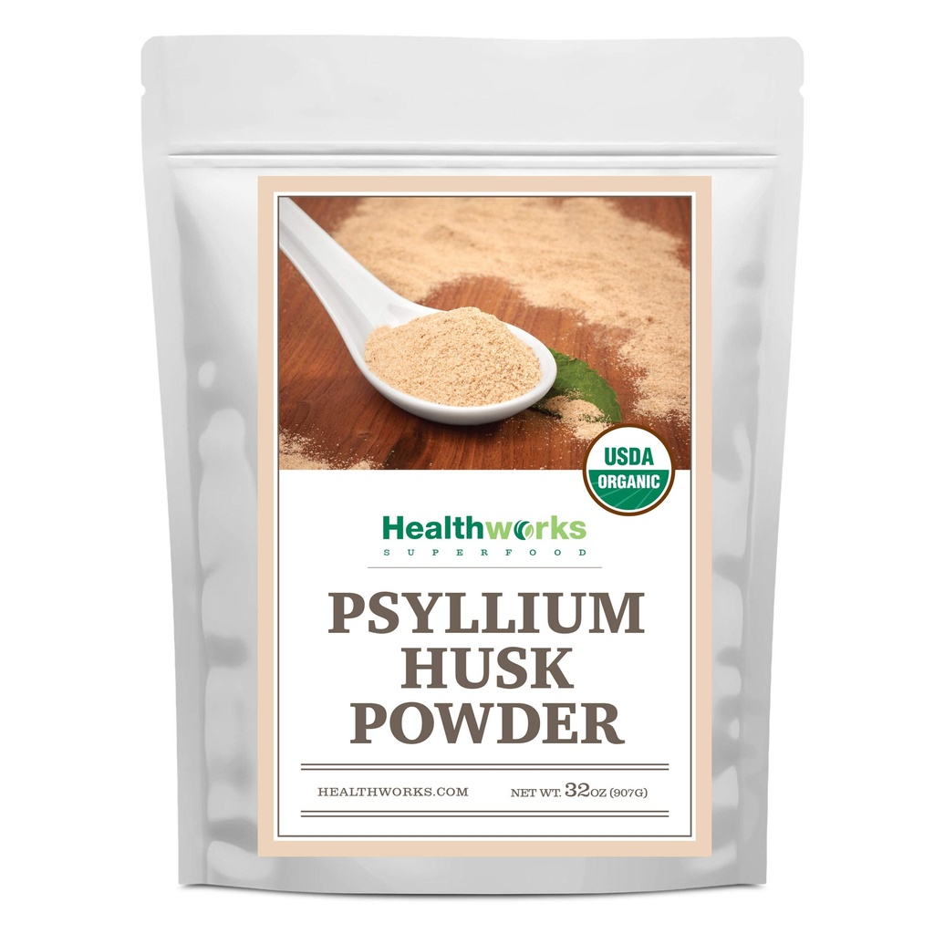 Healthworks Superfoods Organic Psyllium Husk Powder - 32 Oz / 2 Lbs - Raw - Certified Organic - Finely Ground Powder from India - Keto, Vegan & Non-GMO - Fiber Support