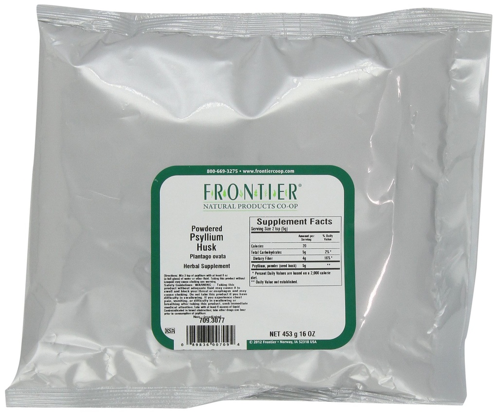 Frontier Psyllium Husk Powder, 16 Ounce Bags (Pack of 2)