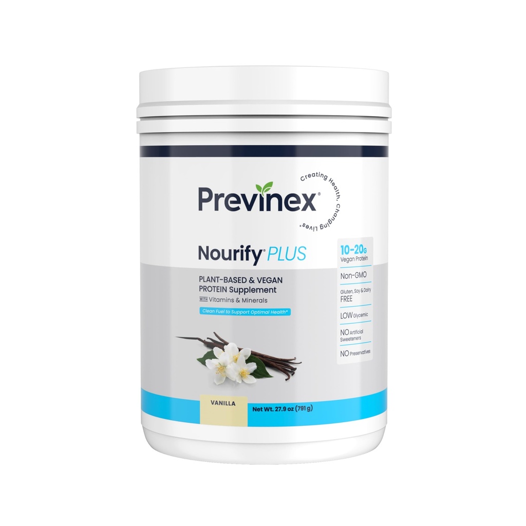 Nourify Plus Plant-Based Protein Shake - All Natural Vegan Protein Powder, High Protein & Low Sugar, Gluten Free, Soy Free & Dairy Free, Vanilla Protein Powder (27.7 oz)