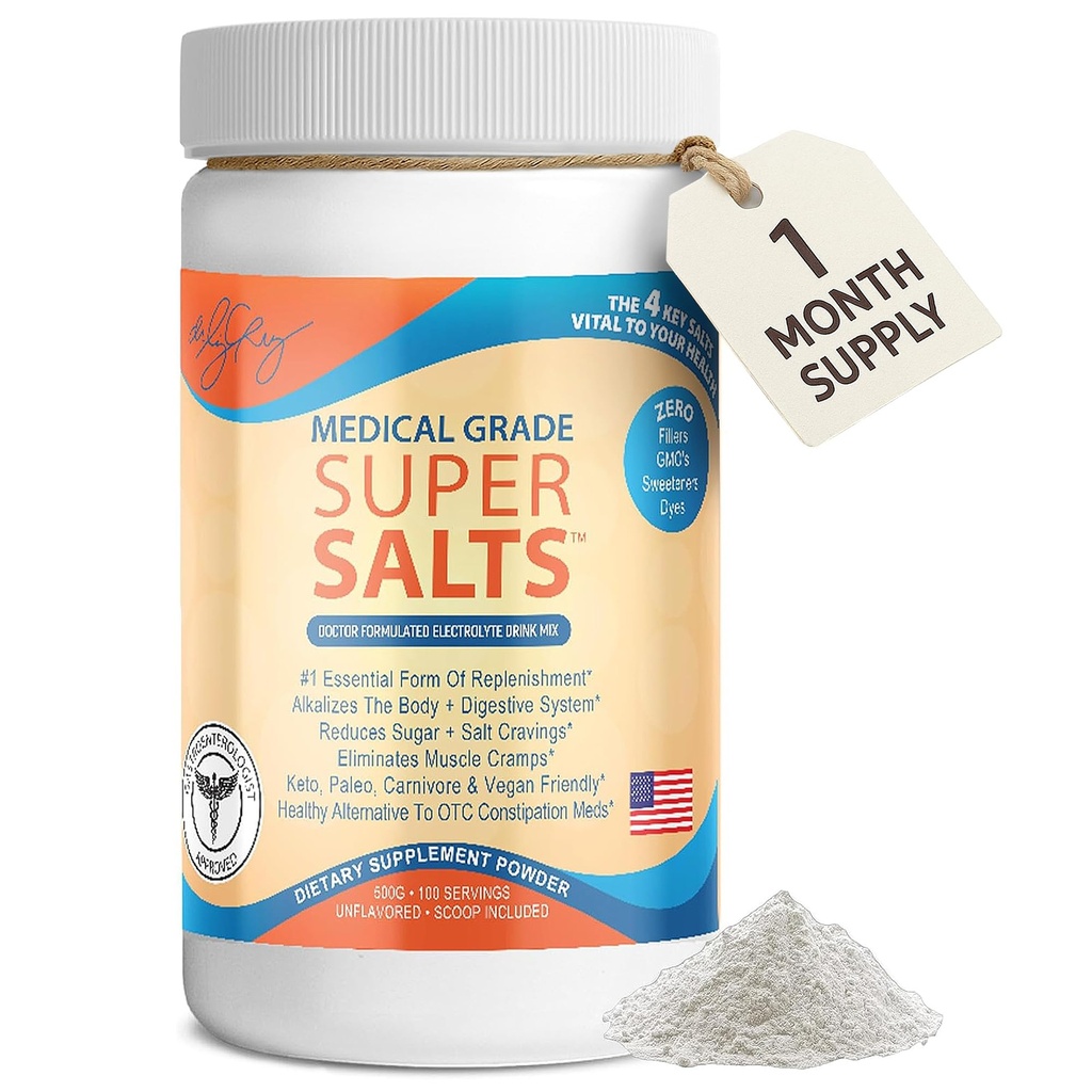 Dr. Liz Cruz Super Salts - Elektrolyter, Hydrating Powder w / Natrium, Magnesium, Calcium, Kalium, Curbs Cravings, Ingen sukker eller kunstig smag
